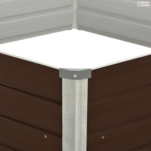 Barna kerti magaságyás horganyzott acélból 129 x 129 x 45 cm