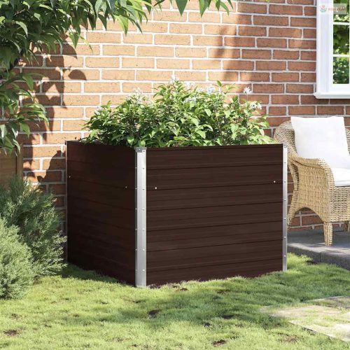 Barna kerti magaságyás horganyzott acélból 100 x 100 x 77 cm