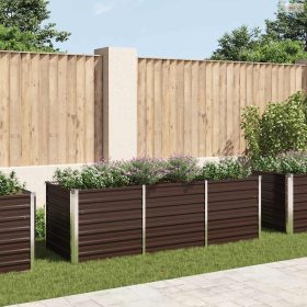 Barna horganyzott acél kerti magaságyás 240 x 80 x 77 cm