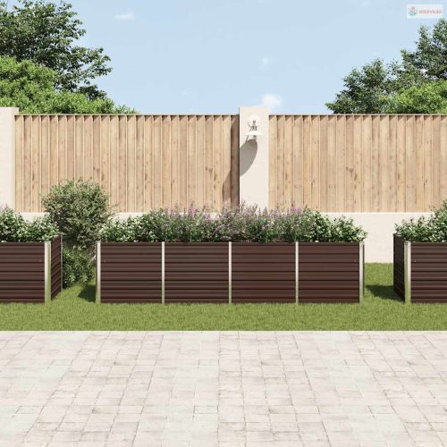 Barna horganyzott acél kerti magaságyás 320 x 80 x 77 cm