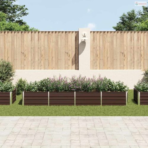 Barna horganyzott acél kerti magaságyás 320 x 80 x 45 cm