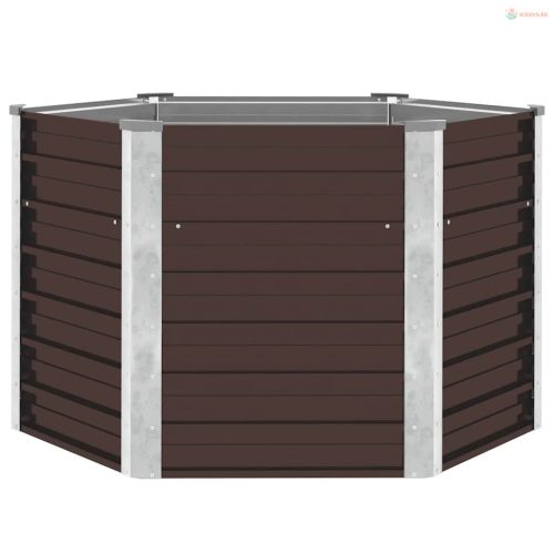 Barna horganyzott acél kerti magaságyás 129 x 129 x 77 cm