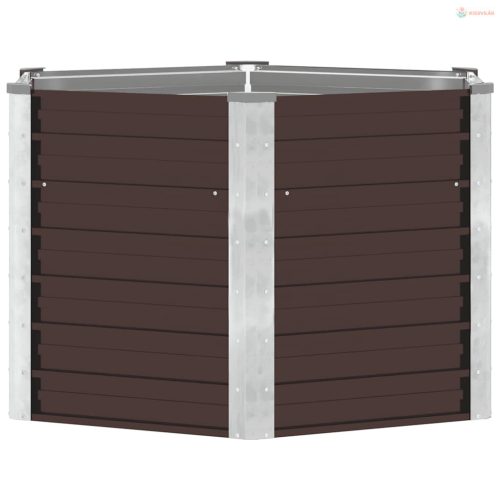 Barna horganyzott acél kerti magaságyás 129 x 129 x 77 cm