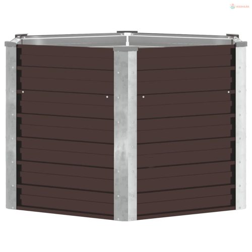 Barna horganyzott acél kerti magaságyás 129 x 129 x 77 cm