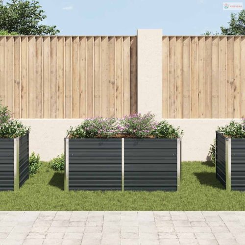 Antracitszürke horganyzott acél kerti magaságyás 160x80x77 cm