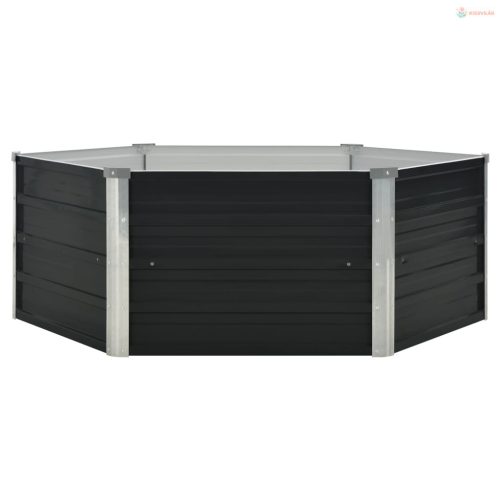 Antracitszürke horganyzott acél kerti magaságyás 129x129x45 cm