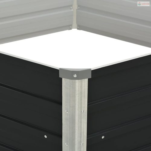 Antracitszürke horganyzott acél kerti magaságyás 129x129x45 cm