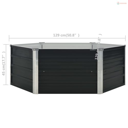 Antracitszürke horganyzott acél kerti magaságyás 129x129x45 cm