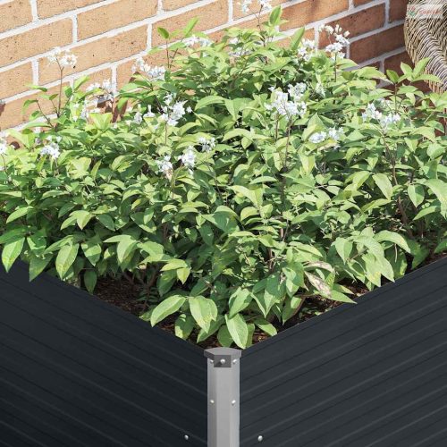 Antracitszürke horganyzott acél kerti magaságyás 100x100x77 cm