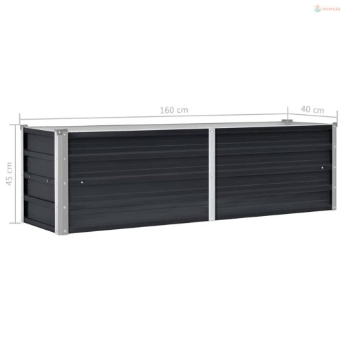 Antracitszürke horganyzott acél kerti magaságyás 160x40x45 cm