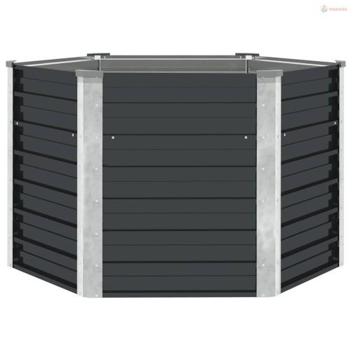 Antracitszürke horganyzott acél kerti magaságyás 129x129x77 cm