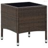 Barna polyrattan kerti asztal 40 x 40 x 45 cm