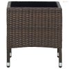 Barna polyrattan kerti asztal 40 x 40 x 45 cm