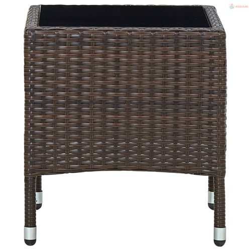 Barna polyrattan kerti asztal 40 x 40 x 45 cm