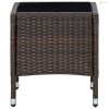 Barna polyrattan kerti asztal 40 x 40 x 45 cm