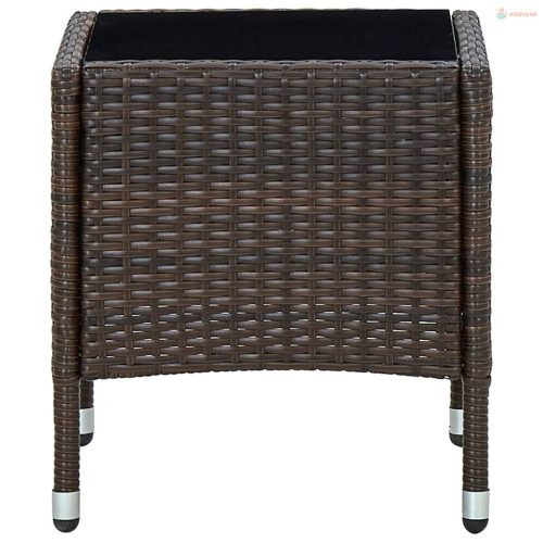 Barna polyrattan kerti asztal 40 x 40 x 45 cm