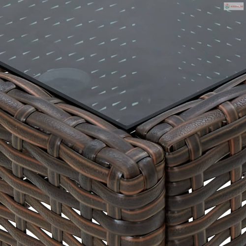 Barna polyrattan kerti asztal 40 x 40 x 45 cm
