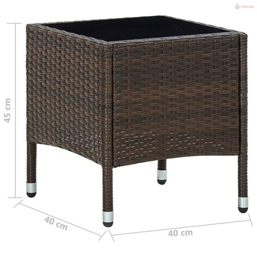 Barna polyrattan kerti asztal 40 x 40 x 45 cm