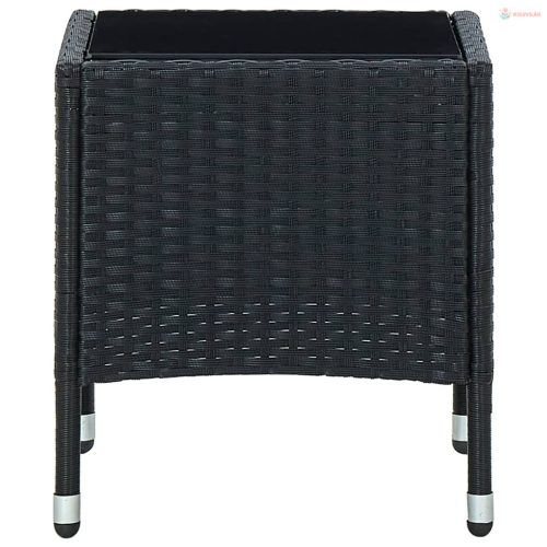 Fekete polyrattan kerti asztal 40 x 40 x 45 cm