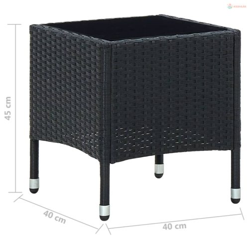 Fekete polyrattan kerti asztal 40 x 40 x 45 cm