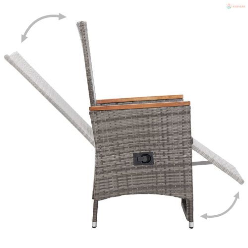 9-részes szürke polyrattan kültéri étkezőgarnitúra párnákkal