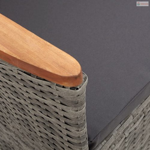 9-részes szürke polyrattan kültéri étkezőgarnitúra párnákkal