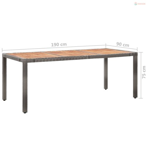 9-részes szürke polyrattan kültéri étkezőgarnitúra párnákkal