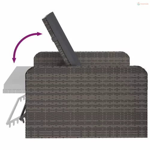 2 részes szürke polyrattan kerti bútorszett párnákkal
