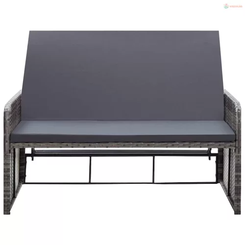 2 részes szürke polyrattan kerti bútorszett párnákkal