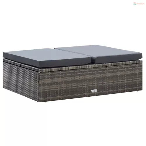 2 részes szürke polyrattan kerti bútorszett párnákkal