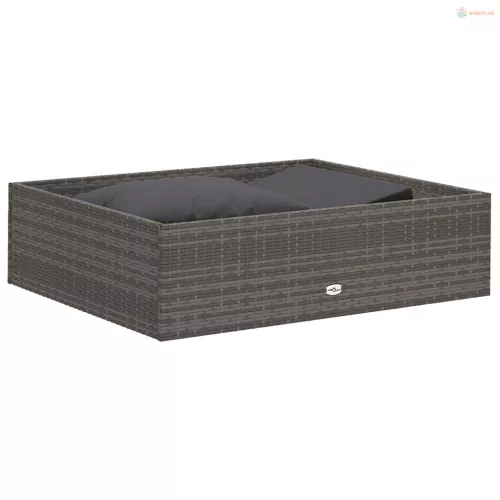 2 részes szürke polyrattan kerti bútorszett párnákkal