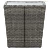 Szürke polyrattan és edzett üveg teázóasztal 41,5x41,5x43 cm