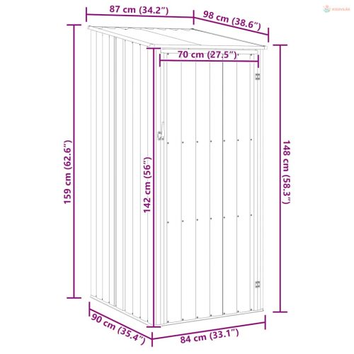 Zöld horganyzott acél kerti fészer 87 x 98 x 159 cm