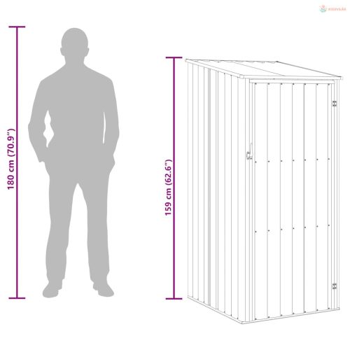 Antracitszürke horganyzott acél kerti fészer 87 x 98 x 159 cm