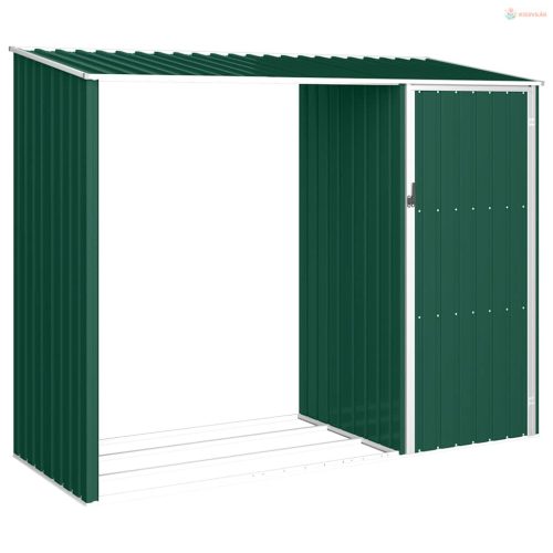 Zöld horganyzott acél kerti tűzifatároló 245 x 98 x 159 cm