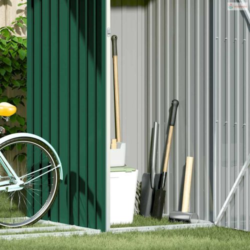 Zöld horganyzott acél kerti tűzifatároló 245 x 98 x 159 cm