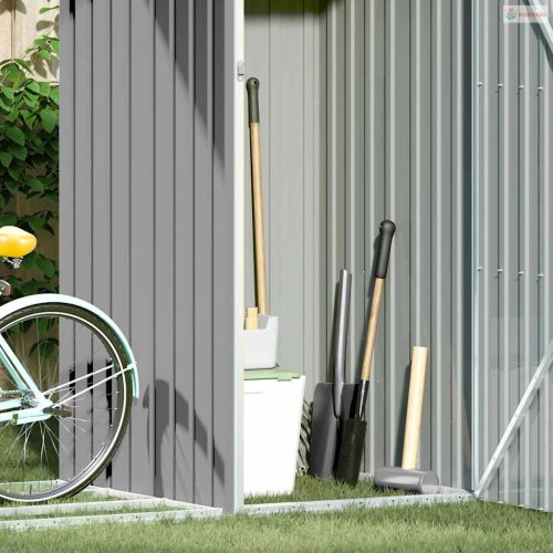 Szürke horganyzott acél kerti tűzifatároló 245 x 98 x 159 cm