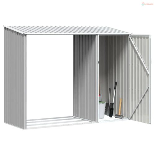 Szürke horganyzott acél kerti tűzifatároló 245 x 98 x 159 cm