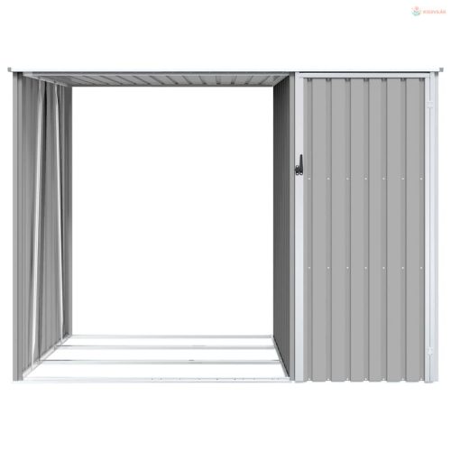 Szürke horganyzott acél kerti tűzifatároló 245 x 98 x 159 cm