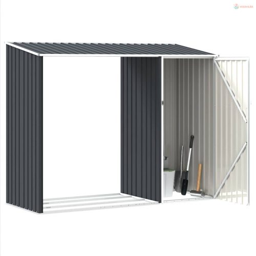 Antracitszürke horganyzott acél kerti tűzifatároló 245x98x159cm