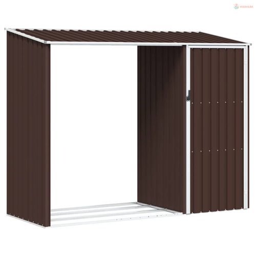 Barna horganyzott acél kerti tűzifatároló 245 x 98 x 159 cm