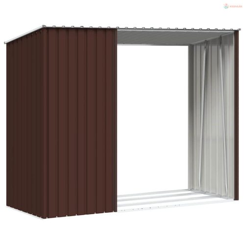 Barna horganyzott acél kerti tűzifatároló 245 x 98 x 159 cm