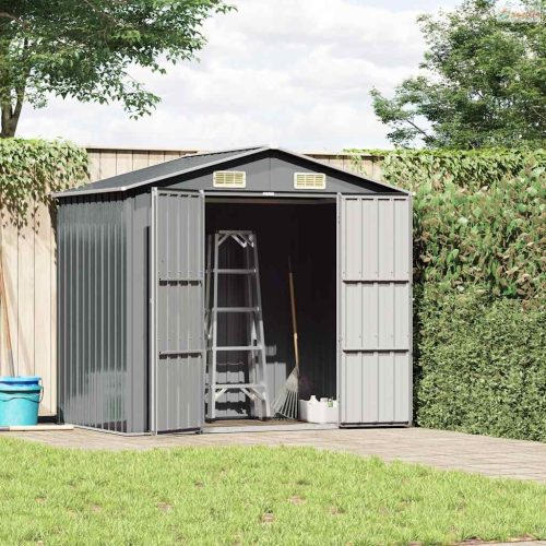 Szürke horganyzott acél kerti fészer 205 x 129 x 183 cm