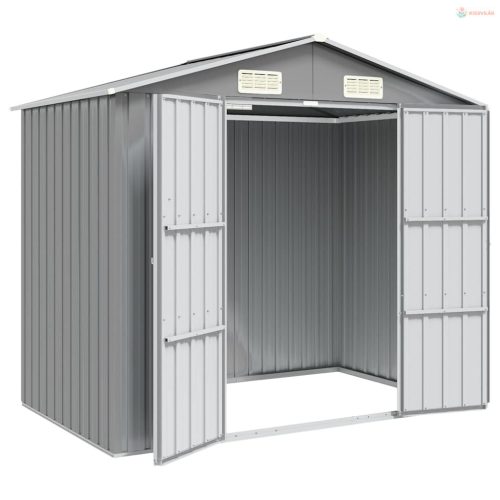 Szürke horganyzott acél kerti fészer 205 x 129 x 183 cm