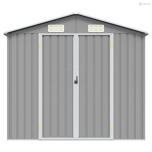 Szürke horganyzott acél kerti fészer 205 x 129 x 183 cm