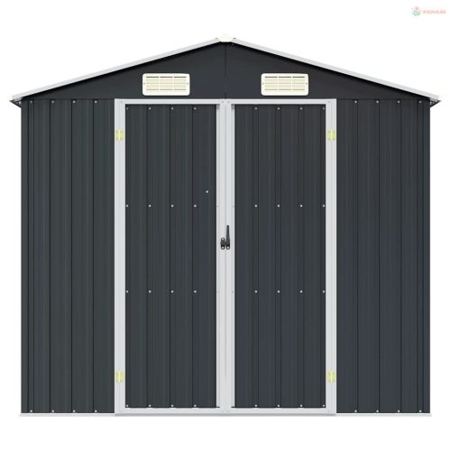 Antracitszürke horganyzott acél kerti fészer 205 x 129 x 183 cm
