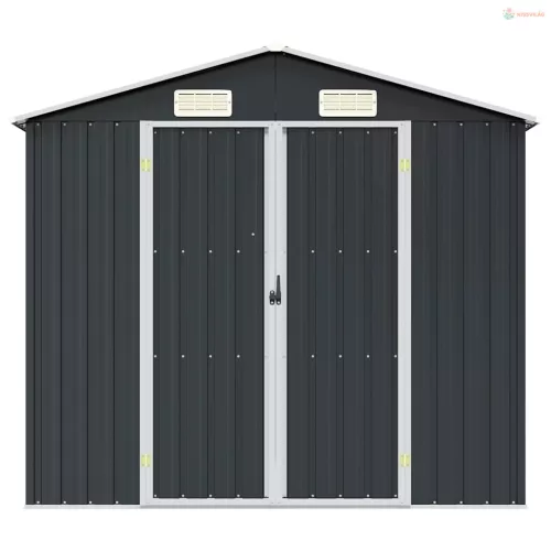 Antracitszürke horganyzott acél kerti fészer 205 x 129 x 183 cm