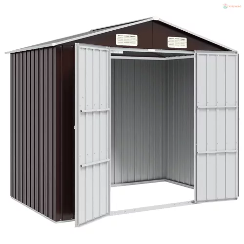 Barna horganyzott acél kerti fészer 205 x 129 x 183 cm