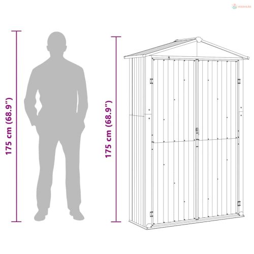 Szürke horganyzott acél kerti fészer 116x45x175 cm