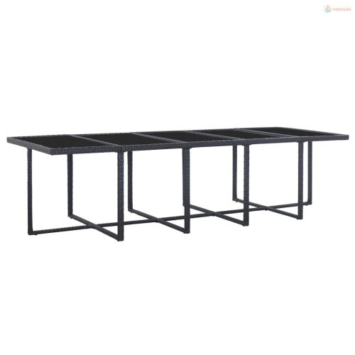 15 részes fekete polyrattan kültéri étkezőszett párnákkal